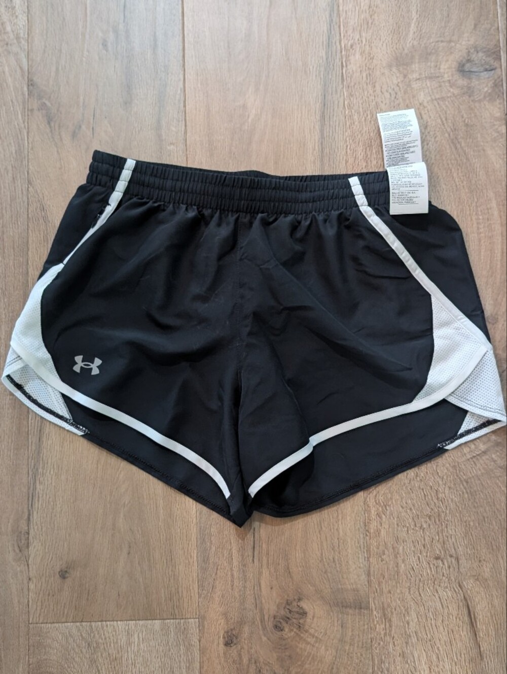 Under Armour Women's Black Athletic Running Shorts with White Trim